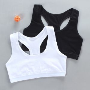 2Pcs Gift Girl Bra Teen Crop Top Underwear Vest Racerback Puberty Sport Training Bras Letter Streetwear Tube Top 8-16Y