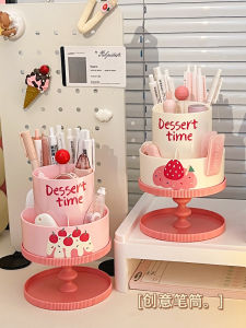 กล่องเก็บของแบบหมุนได้ ทรงเจ้าหญิง ของตกแต่งโต๊ะทำงานสำหรับนักเรียนและเด็กผู้หญิง กล่องเก็บของแบบใช้งานได้หลายอย่างสำหรับออฟฟิศ