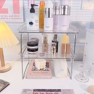 Perfume Display Rack Organizer Shelf Organizer Cabinet Multi Layer Transparent Nordic Style Stackable Space Saving