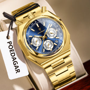POEDAGAR Fashion Men Watch Luminous Waterproof Stainless Steel Man Wristwatch Chronograph Date High Quality Mens Quartz Watches