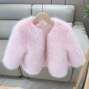 Autumn Winter Thickened Cotton Fur Coat for Girls Cute Versatile New Year Celebration Little Fragrance Style Korean Version