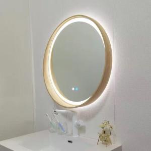 KELAJI | Gương Tròn Treo Tường cho Phòng Tắm có Kệ và Đèn Gỗ