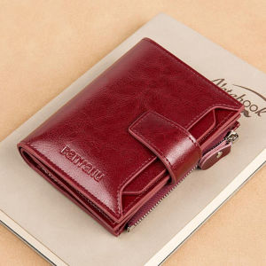 BANYANU Dompet Wanita Kulit Original Anti RFID Card Holder Women Wallet Fashion Lady Short Zipper Coin Purse Genuine Leather Wallet for Women