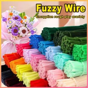100Pcs DIY Multicolour Fuzzy Wire Bouquet Material Twisted Stick Craft Flower Children Handmade Toy
