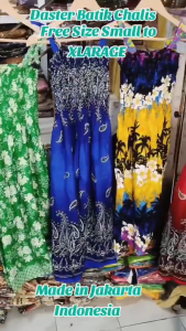 Jacky Rhaidz Daster Batik Fabric Made in Jakarta Indonesia Free Size Small up to XLARAGE Casual Womenswear Dress Comfort Summer Short Sleeve Sleeveless