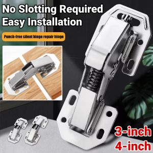 Non-Drilling Silent Hinge Repair Kit Furniture Cupboard Door Bridge Cabinet Hinge Adjustable Soft Close Hydraulic Hinge