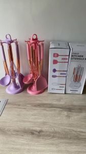 Mecoo - Set Spatula Premium Silicone 6 in 1 Antibakteri Tanpa Bau & Rak Penyimpanan