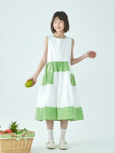 KECHU | New Summer Maternity and Childrens Dress Plaid Color Blocking