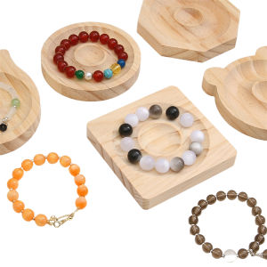 Wooden Color Jewelry Plate Tray Design Bracelates Rings Holder Display Case Crafts Gifts Organizer Beads Showcase Natural Board