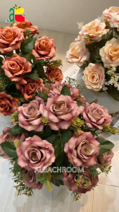 1 PAKET RANGKAIAN BUNGA MAWAR BELUDRU ROSE VELVET BUNGA ARTIFICIAL HIASAN RUANG TAMU INDAH RB6136