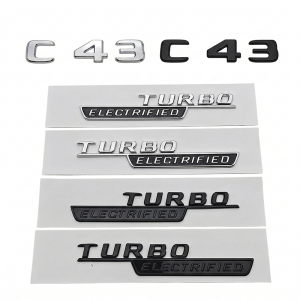 3D ABS C43 TURBO ELECTRIFIED Emblem Side Fender Badge Rear Trunk Letters Logo For Mercedes Benz W206 AMG Car Styling Accessories