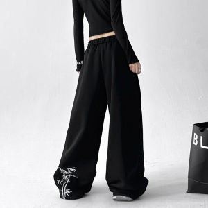 MUYUZI | Slim Fit Straight Leg Pants High Waist Casual Black