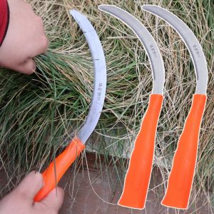 2PCS 29cm Mini Stainless Steel Sickle Multifunctional Long Handle Garden Weeding Tool Portable Planting Serrated Agricultural Sickle