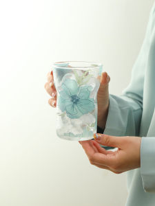 LOTUS BLUE | Unique Attractive Glass Water Cup Set Borosilicate