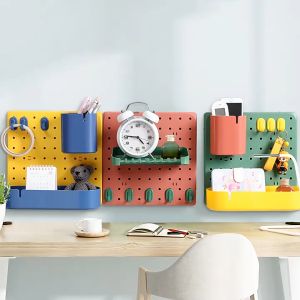 ชั้นวางของ Pegboard พร้อมแผ่นวางของติดผนัง ชั้นติดผนังในห้องน้ำ ไม่เจาะผนัง