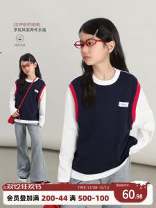 NORNOR Chen DaZhu Childrens Long Sleeve T-Shirt Girls College Style Autumn Fashion Top Kids Clothing Korean Version Daily Wear