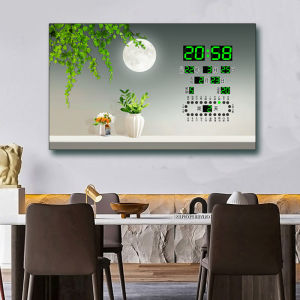 Compas Modern Minimalist Wall Clock Digital Display Living Room Decorative Art Satellite Automatic Timing Perpetual Calendar