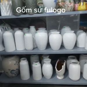 Bình cắm hoa ống đu đủ cao 30cm gốm sứ fulo bát tràng cao cấp giá rẻ tại tphcm
