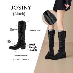 Josiny | New Winter Knight Boots Long Boots Fur-lined Pointed Toe