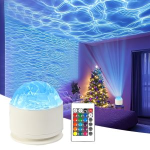 UOSU | LED Aurora/Water Ripple Projector Light Starry Sky Galaxy Night Light Remote 16 Colors Auto Rotate Ambient Light for Home Room