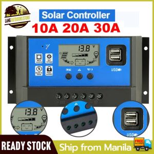 🔥Original + 24 hours delivery✅ Solar Panel controller 30A Solar Charger Controller 12V 24V Auto PWM Controllers LCD Display 5V Dual USB Output Output Solar Cell Panel