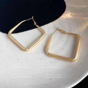 Dumb Gold Square Earring for Women European and American Fashion Exaggerated Earrings Temperament Big Earrings Jewelry for Women Accessories Gift for Girls