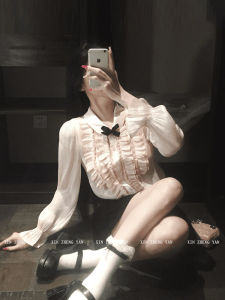 Xzy/Xin Zhengyan Slightly Oversized Girls Gentle Sweet Puff Sleeves Lace Shirt Womens High Waist Puffy Pants Skirt Suit