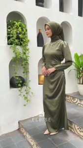 Gamis Satin Setelan Baju Kondangan Syari Payet Modern Dress Bridesmaid Wisuda By Elbise