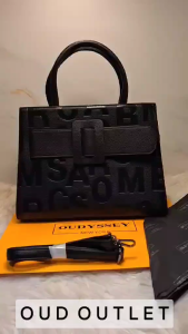 Grande Luxe Vegan Leather Handbag Modern Print Accent Bold Buckle Detail