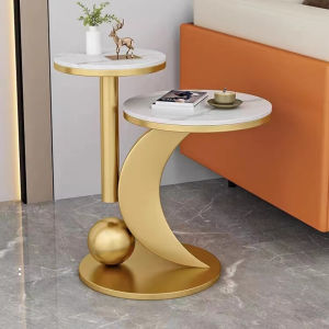 Modern Minimalist Double Layer Small round Table Iron Art Bistro Tea Table Balcony Casual Design Corner Table Luxury Style