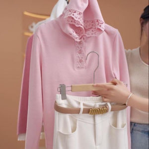 Elegant Large Size Womens Knitted Long Sleeve Lace Patchwork Hat Tunic Top Slimming High-End Feelings Autumn New Style