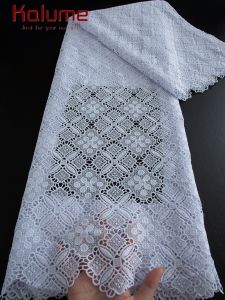 Kalume 2025 White African Guipure Lace Fabric High Quality Wedding Cord Lace Fabric for Sewing Wedding Party Women Dress F4483
