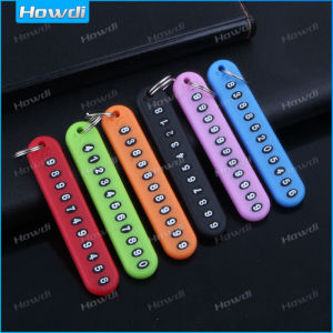 1pc Anti-lost Phone Number Plate Car Keychain Interior Decoration Key Rings Pendant Phone Number Card