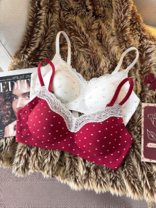 Gathering Comfortable Sweet Lace Bra