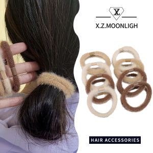 【 X.z. Moonligh】เชือกผูกผมยางรัดยืดหยุ่นสูงทนทานและไม่ทำร้ายผมเครื่องประดับผมผ้ากำมะหยี่ลายทแยงใหม่สำหรับฤดูหนาวและฤดูใบไม้ร่วง