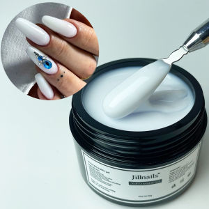 Jillnails Milky White Builder Nail Gel TPO Hema Free with Glitter Shimmer Pearls Sparkle Sparkling Nails Extension Polish 50g