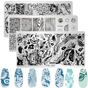 Marble Blooming Nail Stamping Plate Leaf Flower Line Animal Image Nail Stamp Templates UV Gel Polish Printing Plate Nail Tools