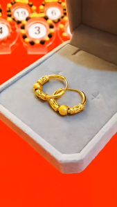 Malaysia Jewellery subang emas 916 original gold transfer bead earrings womens gift accessories hypoallergenic 耳环