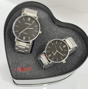 HUNTER [ H6720 + H8867 ] JAM ANALOG BESI + JAM COUPLE  BESI + JAM TANGAN BESI