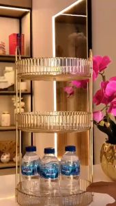 Bosca Living - Solene Cosmetic Rack Storage / Rak Kosmetik Tingkat Mewah / Tempat Penyimpanan Kosmetik Serbaguna / Rak Kosmetik Gold Mewah / Rak Wastafel / Rak Kosmetik Dua Tingkat