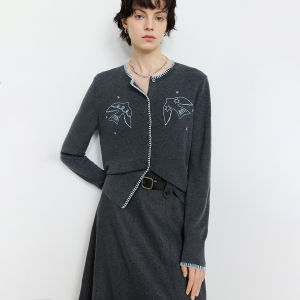 Lily | Áo Cardigan Len Thêu Elegance Cổ Tròn Tay Dài