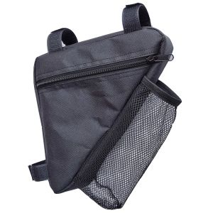 1Pc Hike Camping Outdoor Cycling Mountain Bike Crossbeam Triangle Bag Strap with Water Cups Zipper Accessories