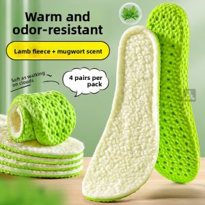 LINGMIAO | Mens Warm Sheepskin Insoles Anti-odor Antibacterial