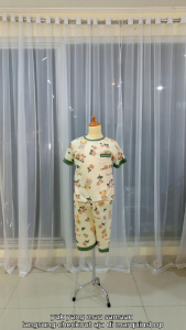 BAJU TIDUR PIYAMA PEREMPUAN CEWEK WANITA KAOS KATUN IMPORT BERKUALITAS LENGAN PENDEK SETELAN CELANA PANJANG 7/8 SELUTUT MOTIF CANTIK TERBARU SIZE L-XXL FIT TO 80KG WARNA CERAH
