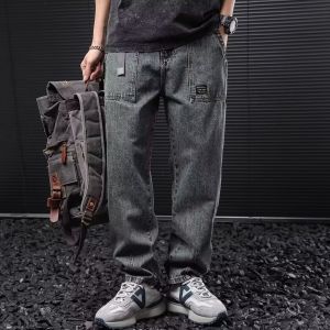 Retro American Denim Jeans Mens Trendy Loose Casual Straight Workwear Trousers Wear Resistant Labor Protection Clothes