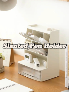 Slanted Pen Holder / Cosmetics Lipstick Holder / Office Supplies Organizer / Large Capacity Storage Box