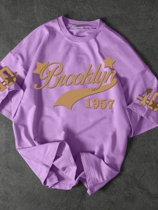 Fashionable mens summer 1957 letter printed breathable round neck T-shirt outdoor urban casual top