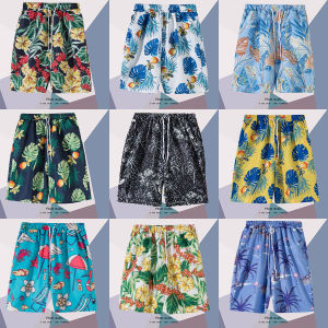 Summer Seaside Vacation Trendy Loose Beach Pants Mens Quick-Drying Half Length Retro Print Shorts Couple Casual Shorts