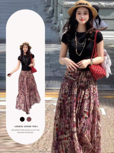 NUMEN BUTTON | Chân Váy Dài Phong Cách Bohemian Giúp Gọn Gàng