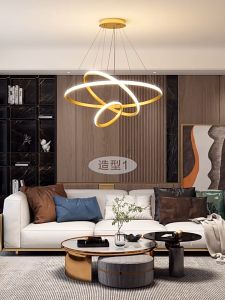 Modern simple atmosphere LED three-color remote control three-ring chandelier ceiling dining room/bedroom/living room household lights